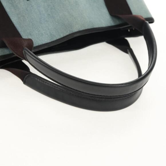 BALENCIAGA Navy Cabas S Hand Bag PVC Leather Blue Silver 339933 Auth 149725